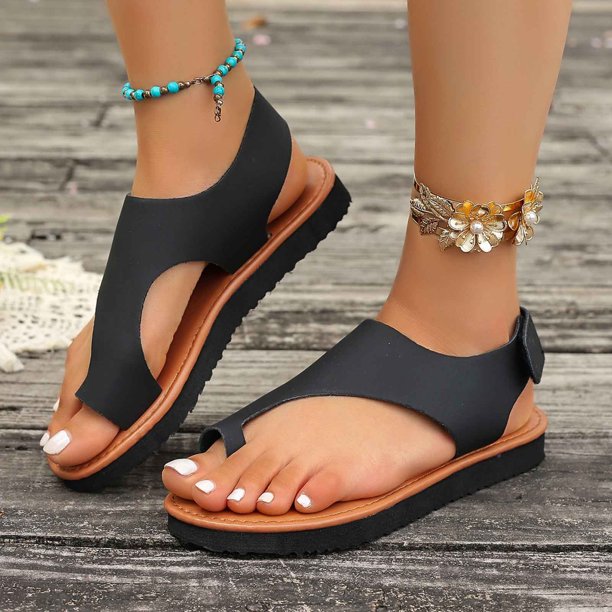 MKLEKYY Sandalias Flexi Informales para Mujer, Transpirables, Planas, Cómodas, Ligeras, Con Punta Abierta, para Uso Diario Con Pantalones Cortos y Vaqueros.