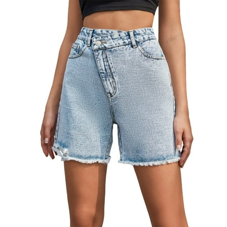 VMESZQFG Womens Athletic Shorts under Skirt Shorts for Women Ladies Summer Solid Color Fashion High Waistband Loose Slim Aw Edge Denim Shorts Women Underwear Cotton Boy Short Blue