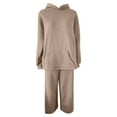 thumbnail image 4 of Oversized Hoodie Sets with Wide Leg Pants for Women Sportswear Loose Plain Sweatshirt and Sweatpant Lounge Outfits (Medium, Beige), 4 of 5