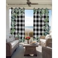 thumbnail image 6 of Sage Green Eucalyptus Blackout Curtains for Bedroom Living Room Darkening Curtains 90 Inch Spring Leaves Black White Plaid Black Out Window Curtain Privacy Window Treatment Grommet Drapes 52"x90"x2, 6 of 9