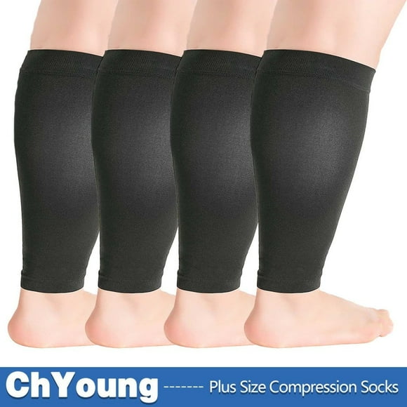 (4 Pair) Graduated Compression Socks Plus Size Circulation 20-30 mmHg - Extra Wide Opaque Closed Toe Women & Men Knee High Stockings for Swelling Edema Maternity Nursing Recovery DVT - Black, Small