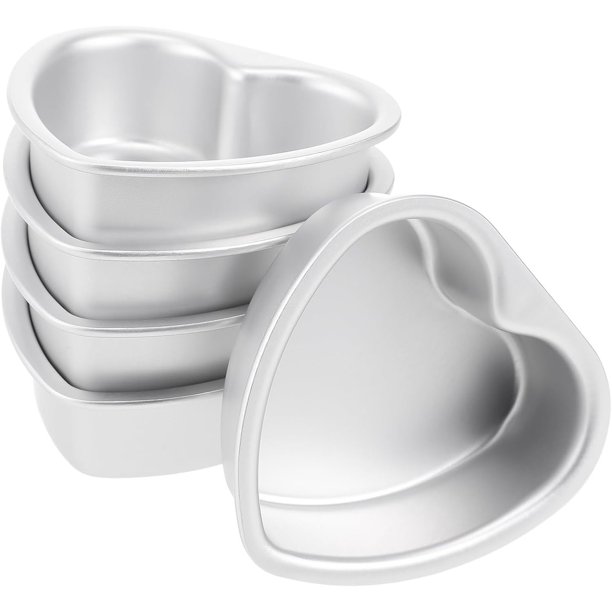 5 Piezas Molde Para Hornear Pasteles Molde Para Pastel De Magdalenas Molde Para Tarta De Queso Corazón Tinas y Bandejas De Pan Molde De Fondant Aluminio Niño Molde Para Pizza