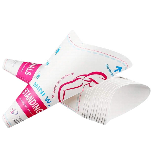 12 unidades de dispositivo urinario desechable para mujeres, portátil, ligero, para uso en exteriores, con embudo de papel para orinar, ideal para acampar, hacer senderismo y para embarazadas.