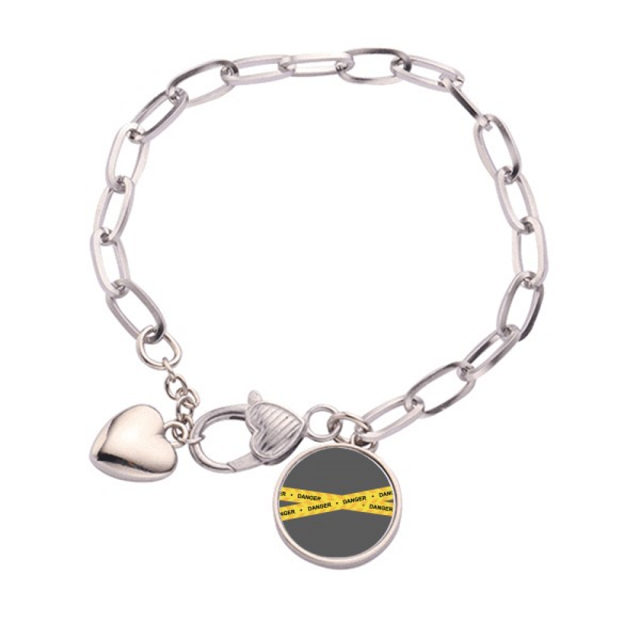 Logo peligro linea ninguna entrada Pulsera de cadena de corazón joyería encanto moda