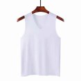 thumbnail image 3 of Qarigey Ropa interior sin mangas para hombres Chaleco deportivo de ajuste a la moda Amigable con la piel Cuidado fácil Muchos colores Underwaist Fitness Camisetas Blanco XL 115-125 Libras Qarigey AP013342-02, 3 of 6