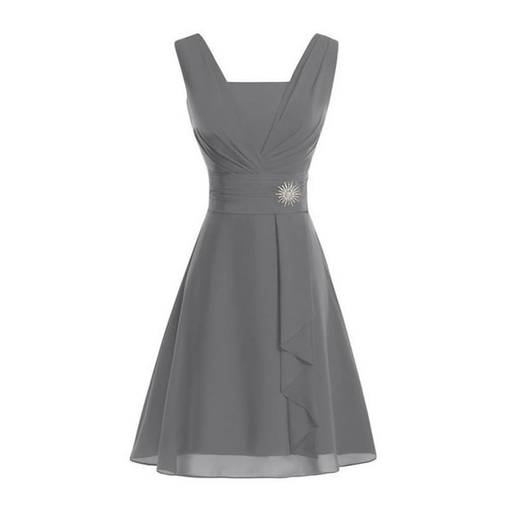 JBXKXYW Sundresses for Women 2024 Women formal Wedding Bridesmaid High-Waist Party Ball Prom Gown Cocktail Dress Woman Dress Sundresses for Women Casual Dresses for Women(Gray,XXXXL)