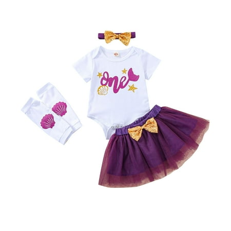 

FRSASU Kids Dress Clearance Toddler Mermaid Shell Tutu Dress Shiny Sequin Bow Headband Princess Suit