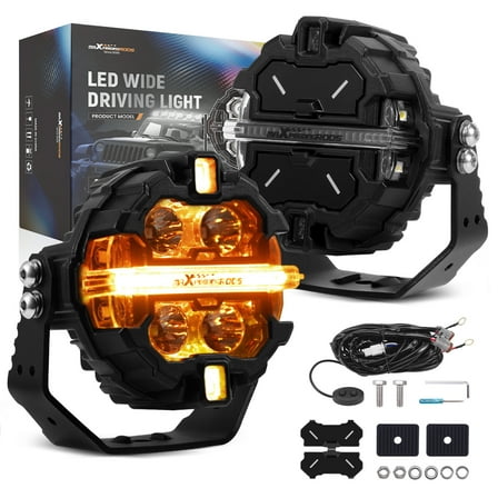 maXpeedingrods 3.5 Inch LED Off Road Lights 160W 19,200LM, Round Fog Lights with 7 RGB Colors, Side Shooter Lights 270°Wide Range, LED light Bar for SUV, Pickup, ATV, UTV, Truck, Motorcycle