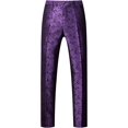 thumbnail image 4 of Trajes para hombre, ajuste regular, 3 piezas, esmoquin ajustado, chaleco, pantalones, chal, solapa, cachemir, conjunto de trajes para hombre para boda (morado, L) JAMW Sencillez, 4 of 5
