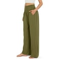 thumbnail image 2 of Alsol Lamesa Women Wide Leg Casual Pants High Waist Gym Pants Flowy Beach Lounge Trousers Tummy Control Workout Running Legging Green L, 2 of 4