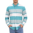 thumbnail image 5 of INSPIRE CHIC Men's Striped Button Down Shirt Long Sleeve Cotton Regular Fit Casual Top M Light Blue, 5 of 6