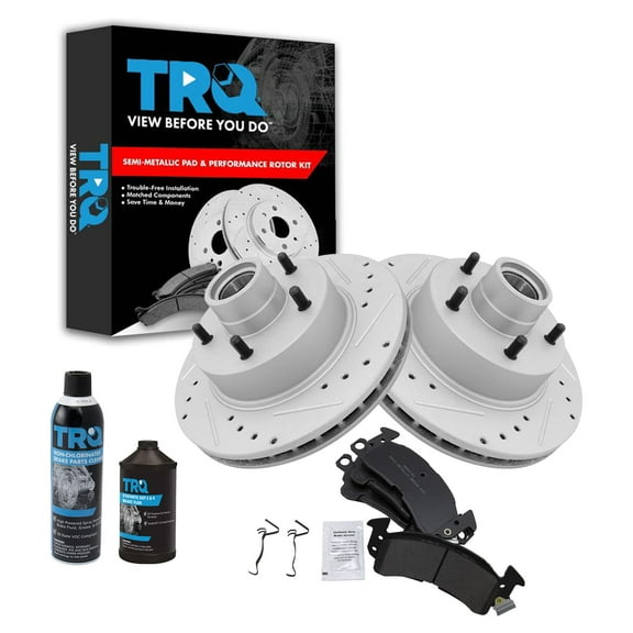 TRQ Front Semi Metallic Brake Pad & Performance Rotor Kit w/Chemicals BKA17084 Fits select: 1970-1978 PONTIAC FIREBIRD, 1970-1978 CHEVROLET CAMARO