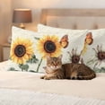 thumbnail image 3 of Sunflower Pillow Covers 2 Pack Summer Floral Bee Pastoral Style Vintage Background Pillowcase Waterproof Outdoor Throw Pillow Cover for Patio Balcony Rectangular Cushion 20”x12”, 3 of 9