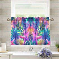 Yayeee Kitchen Curtains Light Filtering 27"x24" Rod Pocket Short Cafe Window Panel, Colorful Starfish
