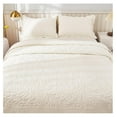 thumbnail image 4 of 3-Piece 100% Cotton Oversized Bedspread Lightweight Quilt Coverlet Embroidery Farmhouse Bedding Set T0 (Soft White, King (118"x106")), 4 of 7