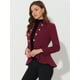 thumbnail image 2 of Chaqueta gótica informal con dobladillo con volante alto y bajo con frente abierto y cuello doblado para mujer Rojo oscuro L, 2 of 4