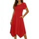 thumbnail image 3 of TaTaai Short Sleeve Flutter Sleeve Dress Women's Solid Color Round Neck Midi Dress Casual Irregular Hem Lightweight Stretchy Wear Gift, 3 of 6