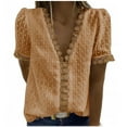 thumbnail image 2 of Birdeem Mode Femmes Été Col en V Dentelle Patchwork Manches Courtes Haut Blouse Aguichant, 2 of 8