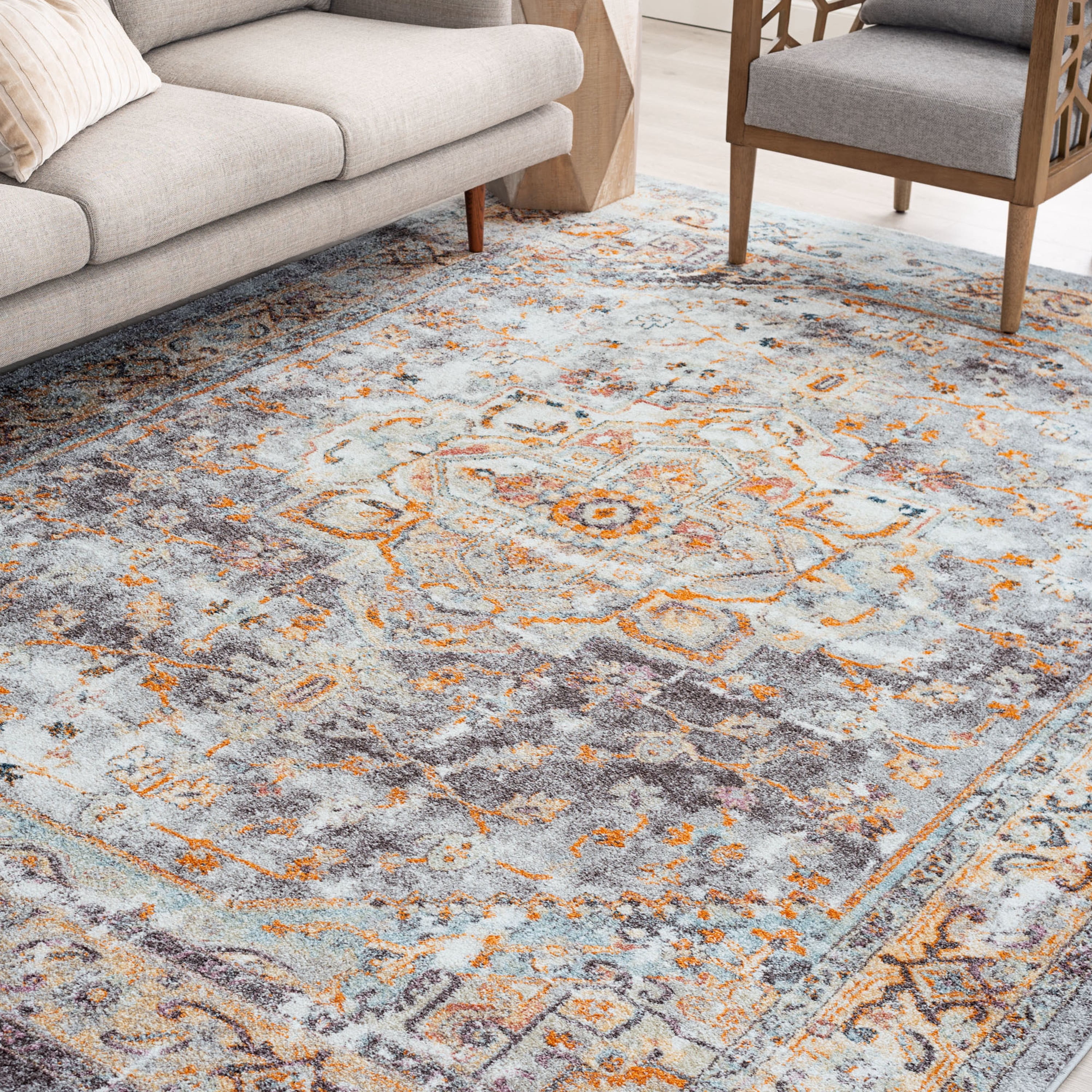 5x8 Traditional Blue Area Rugs for Living Room | Bedroom Rug | Dining Room Rug | Indoor Entry or Entryway Rug | Kitchen Rug | Alfombras para Salas 5'3'' x 7'3''