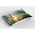 thumbnail image 2 of Ambesonne Nature Pillow Sham 2 Pack, Wild Red Poppy Field, 36"x20", Red Green Yellow, 2 of 3