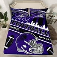 thumbnail image 2 of Feelyou Soccer Sport Lover Full Size Sheets, Purple Rugby Print Bed Sheets, Modern Football Game Sheet Sets, Luxury Bedroom Decor, 4-Piece, 2 of 7