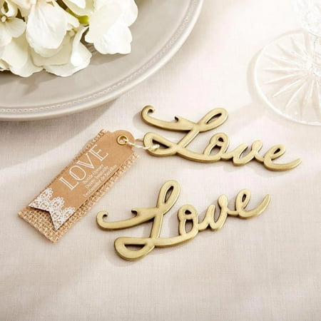 Kate Aspen Rustic Love Antique Gold Bottle Opener, All Bridal Shower Favors, Bachelorette Party Supplies, Unique Vintage Wedding Favors, Valentine's Day Gift - Set of 96