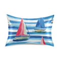 thumbnail image 7 of Yayeee Pillowcase King Size Set of 2 Satin Wrinkle Resistant Pillow Case, Green Sailboats, 7 of 7