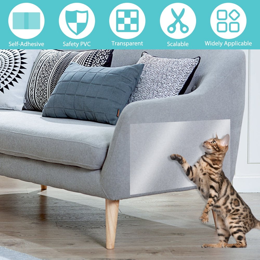 Cat Anti Scratch Tape Transparent PVC Anti Cat Scratch Furniture Protector Self Adhesive Peelable Cat Training Protectors Tape for Bed Leather Sofa Door Chairs 17.7x196.9 inch Walmart