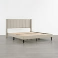 thumbnail image 5 of CHITA Queen Size Upholstered Platform Bed Frame with Vertical Stripe Headboard,Oatmeal, 5 of 10