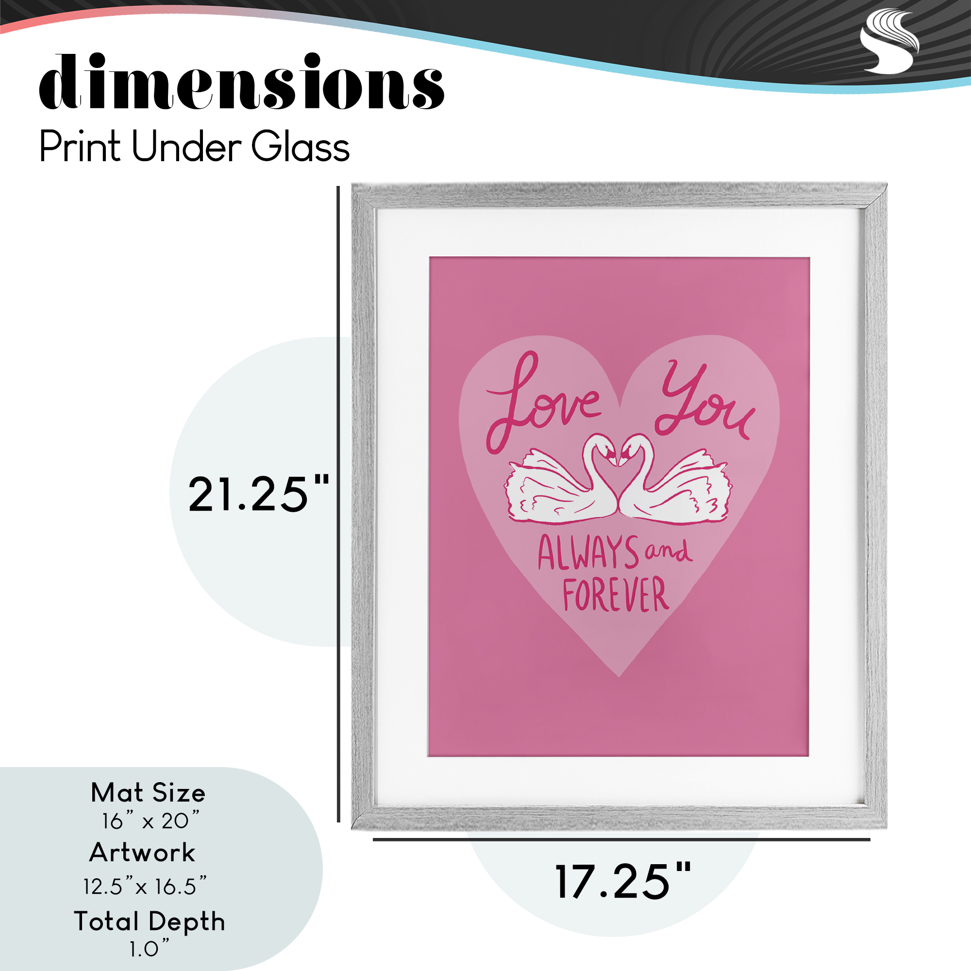 Always & Forever Swans Gray Framed Print Under Glass, design by Juliet Meeks