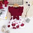 thumbnail image 2 of TAIAOJING Girls Outfits Sets Toddler Summer Casual Outfits Sets Solid Color Tshirt With Printed Shorts Baby Clothes For 6 Months To 3-Years Breathable 9-12M, 2 of 9