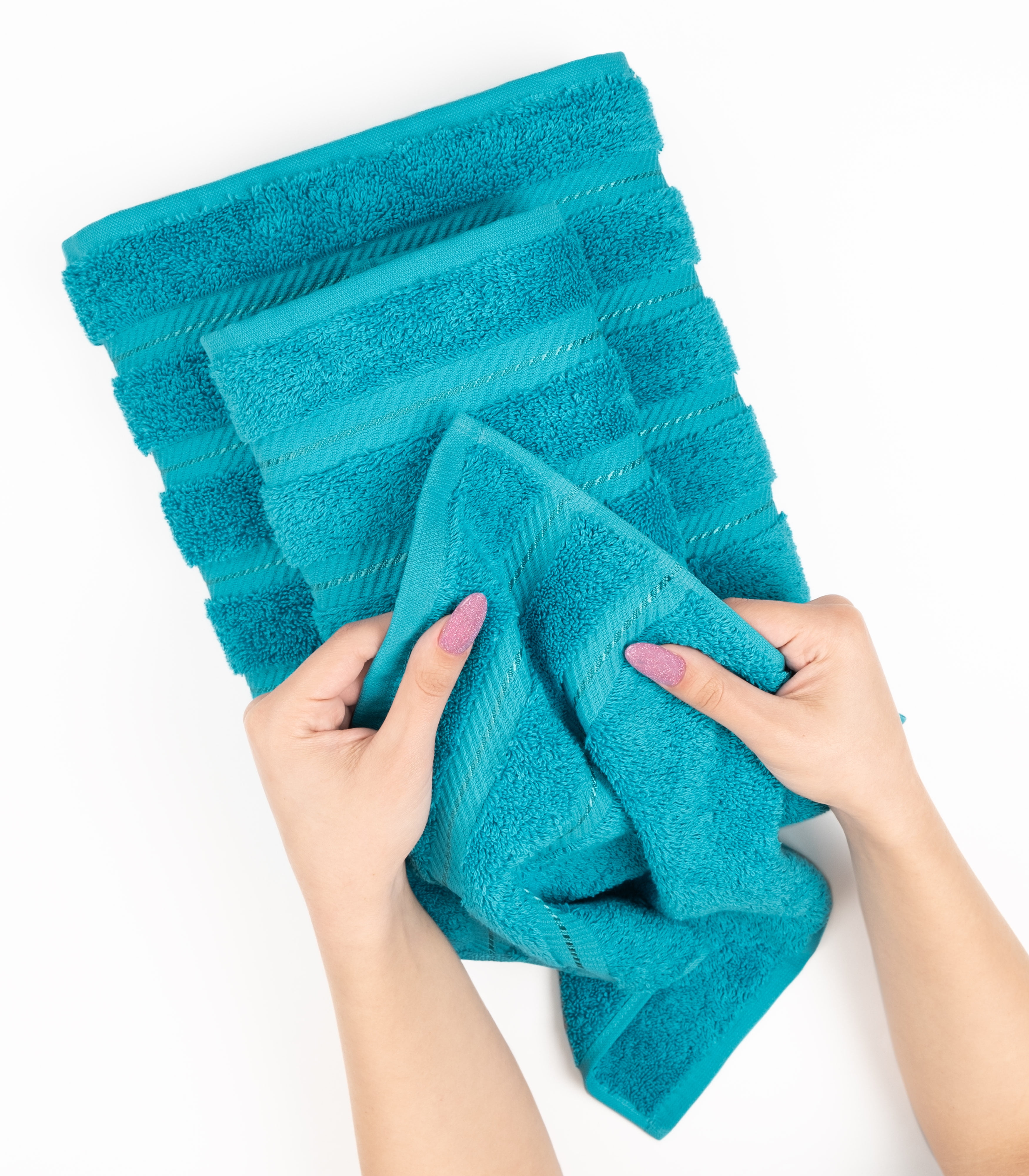 American Soft Linen Luxury 4 Piece Bath Towel Set, 100% Cotton Turkish Bath Towels for Bathroom, Aqua Blue