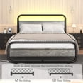 thumbnail image 4 of 4 EVER WINNER King Size LED Bed Frame, Metal Platform Bed Frame with LED Headboard, Rustic Wood Headboard, No Box Spring Needed, Gray, 4 of 7