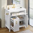 thumbnail image 2 of IRONCK 30 Inch Bathroom Vanity with Ceramic Sink, Freestanding Bathroom Cabinet with Storage Drawers and Adjustable Shelf, White, 2 of 7