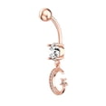 thumbnail image 4 of Navel Ring Rhinestone Moon Stainless Steel Body Piercing Jewelry Belly Ring, 4 of 10