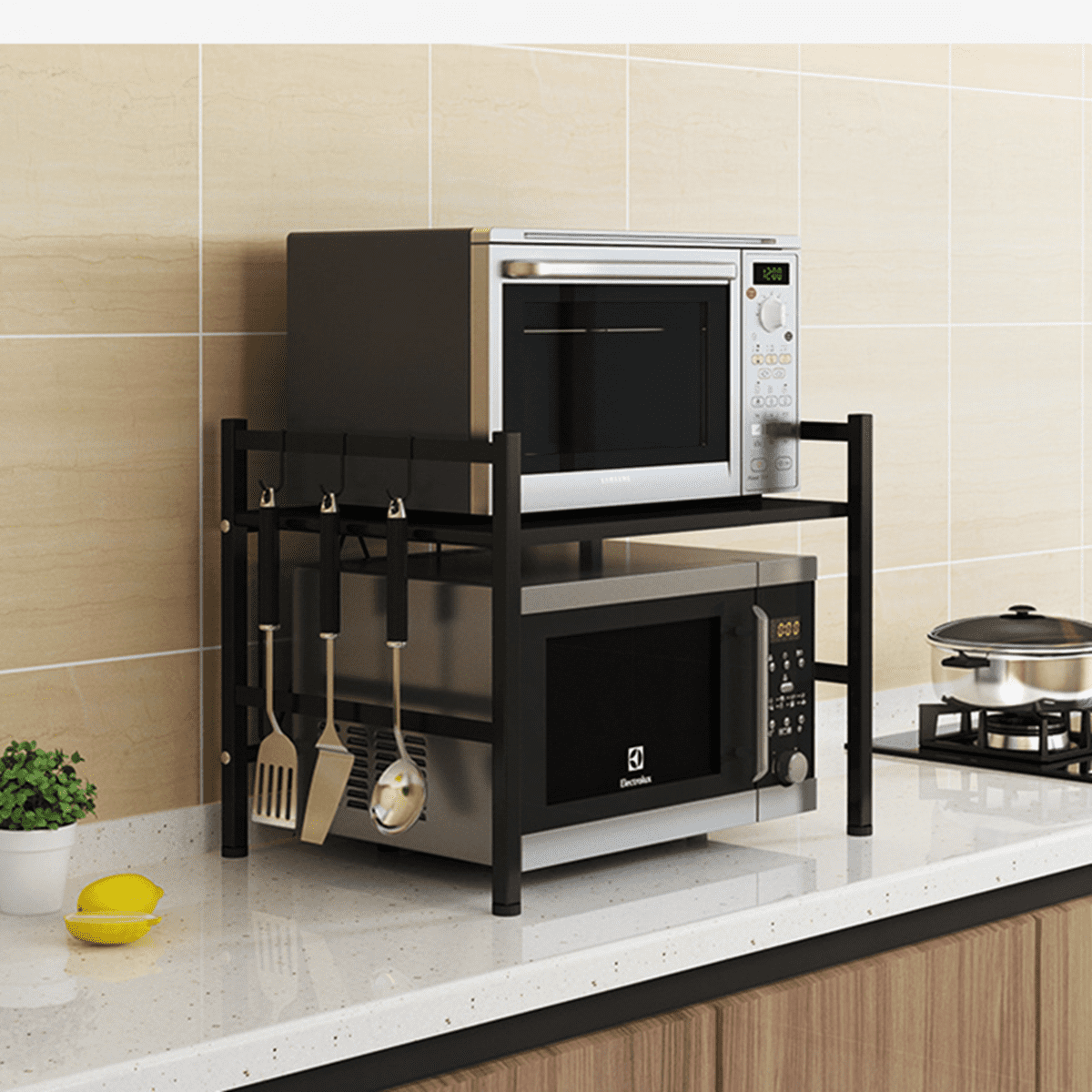 2 Tier Microwave Oven Rack Stand Kitchen Cabinet Counter Shelf