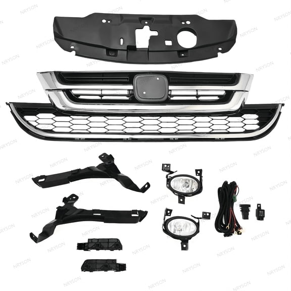 For CR-V CRV 2010 2011 Front Bumper Upper Lower Grille   Fog Light Kit 4 Bracket