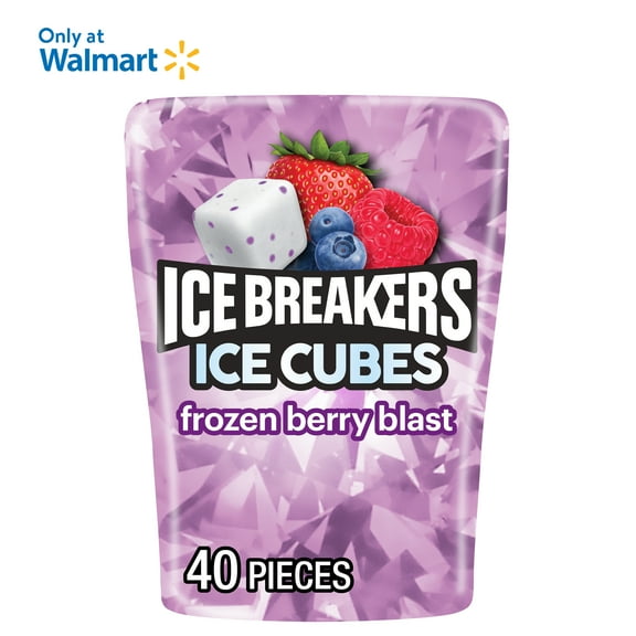 ICE BREAKERS Ice Cubes Frozen Berry Blast Sugar Free Chewing Gum Bottle, 3.24 oz (40 Pieces)