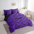 thumbnail image 3 of Manfei Halloween Bat 7-Piece Bedding Comforter Set,Vintage Antique Damask King Bedding Sets,Purple Black Bed Sheets For Children,Microfiber Bedroom Decor Reversible, 3 of 8