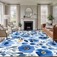 thumbnail image 2 of Blue Flowers Area Rugs 5x7 ft Summer Watercolor Retro Floral Washable Rug Non Slip Indoor Carpet Absorbent Floor Mat for Living Room Bedroom Dining Room, 2 of 9