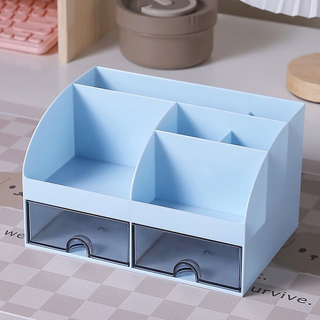 Hexang Drawer Desktop Storage Box Student Desk Double Layer Stationery Organizer Multi Compartment Large Capacity Storage Box