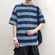 thumbnail image 5 of Camiseta de hombre a rayas, media manga, camiseta suelta, cuello redondo, blusa de algodón, azul, L Kearding AP002500-06, 5 of 7