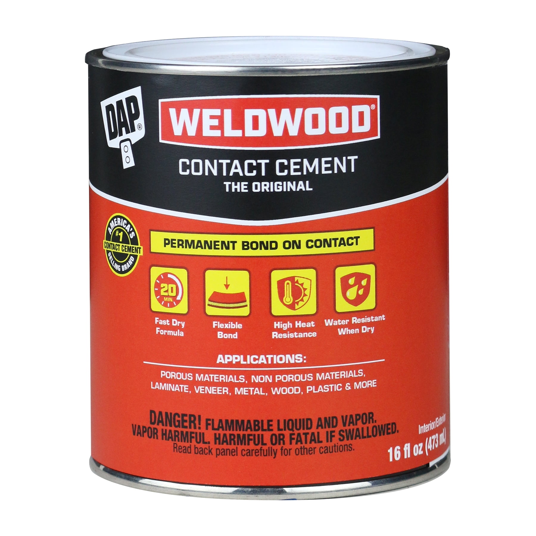 DAP Weldwood Contact Cement, Clear, 16 Oz
