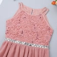 thumbnail image 4 of iEFiEL Big Little Girls Halter Neck Chiffon Summer Dress Sleeveless Rhinestone Wedding Birthday Party Dress Coral Pink 14, 4 of 7