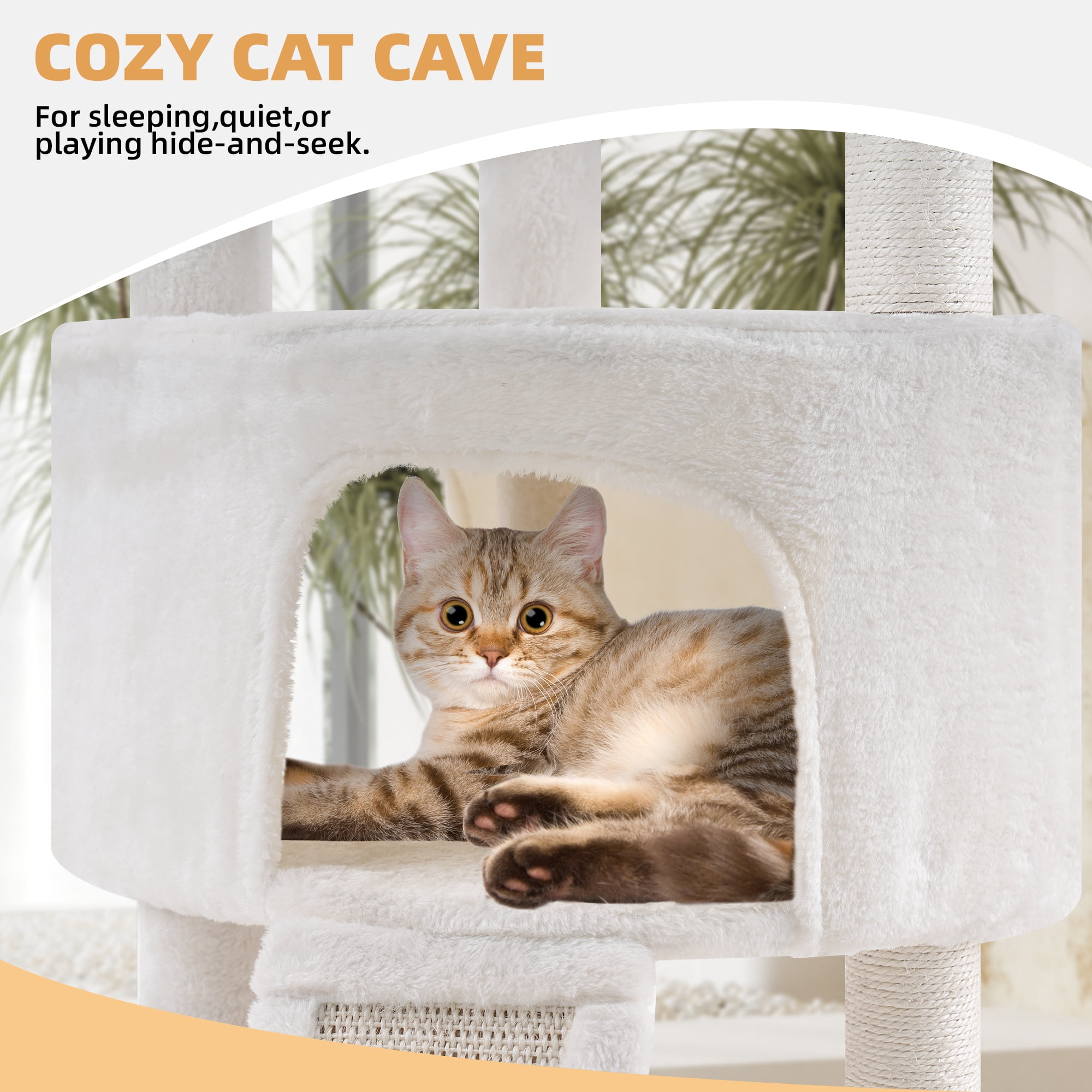 YW 45in Cat Tree Tower with Big Condo for Indoor Cats,Cat Tower with Scratching Post,Scratching Board and Cat Toys,Multi-Level,Small Space
