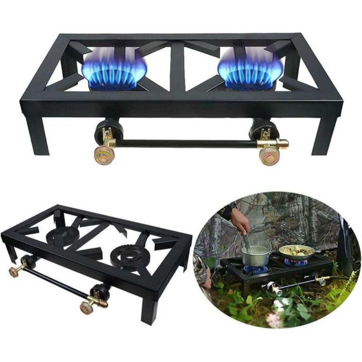 LUVCMFT Triple Burner Stove Portable Camp Outdoor Cooking Accelerate Cooking Speed and Diversify Cooking High Power Gas Burner for Outdoor Hiking and Camping