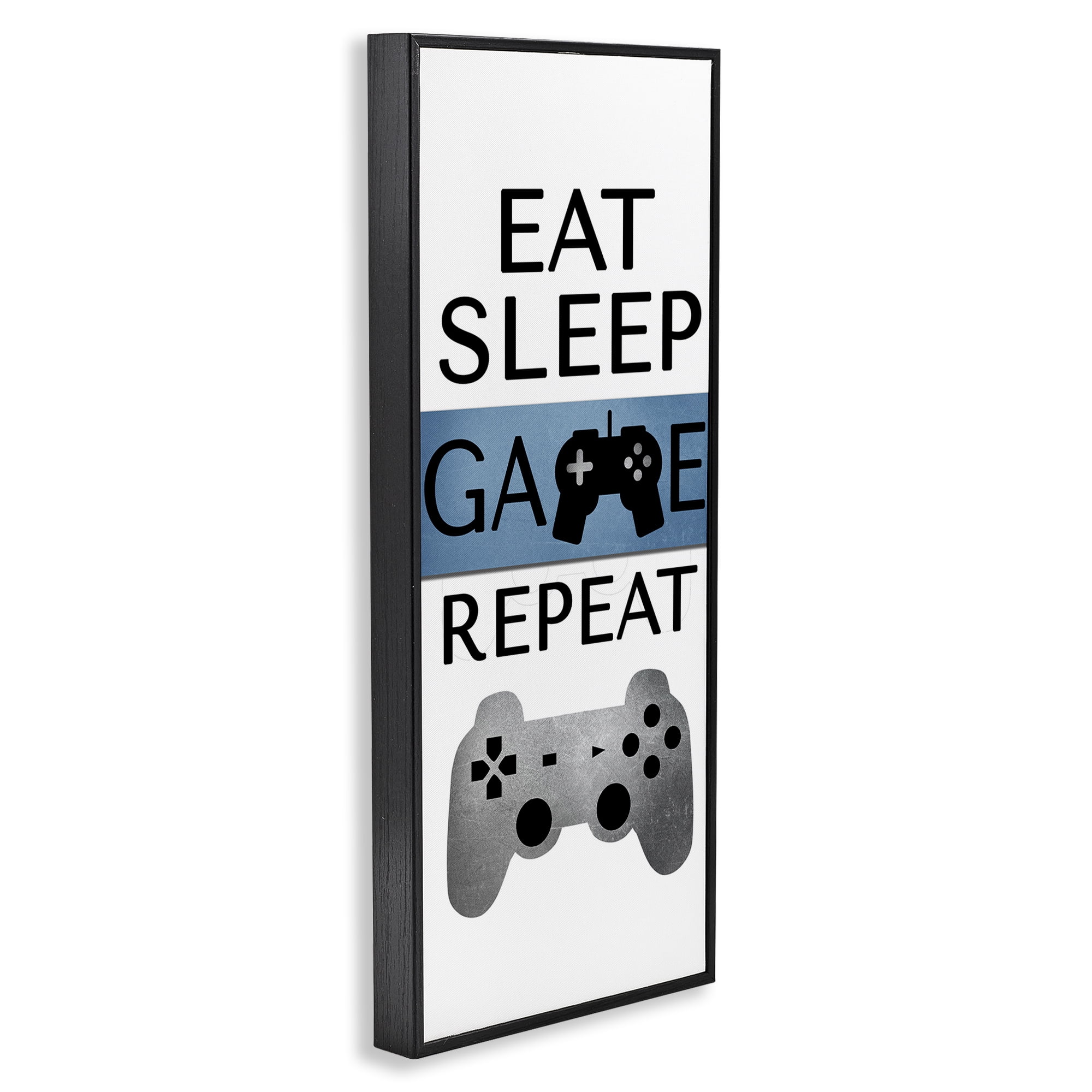 Stupell Industries Game Repeat Lifestyle Typography Painting Black Framed Art Print Wall Art, 13 x 30