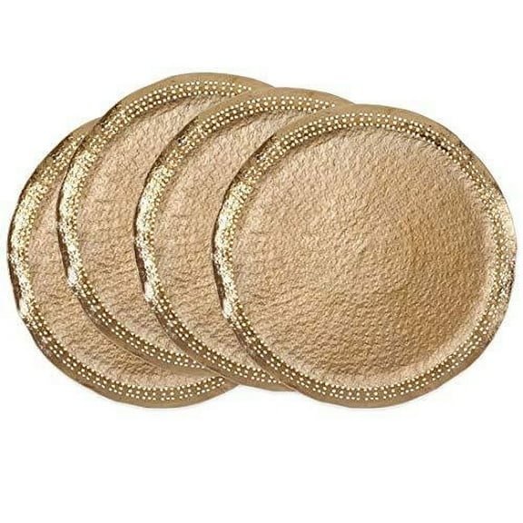 Fennco Styles Hole Punched Decorative Charger Plates 14" Round, Set of 4 – Metal Charger Plates for Banquets, Family Dinners, Special Events and Everyday Home Décor