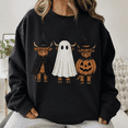 thumbnail image 2 of Halloween Shirt, Highland Cow Ghost and Witch Sweatshirt, Cute Pumpkin Costume Hoodie, Spooky Farm Animal T-Shirt, Cow Lover Gift for Women, 2 of 9