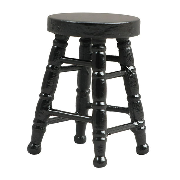 Mini silla para casa de muñecas 1/12, accesorios de decoración para casa de muñecas, taburete para jardín de hadas Negro